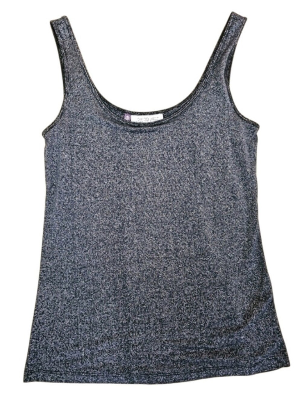 Jennifer Lopez Black Silver Metallic Shimmer Basic Whimsigoth Tank Top Sz S